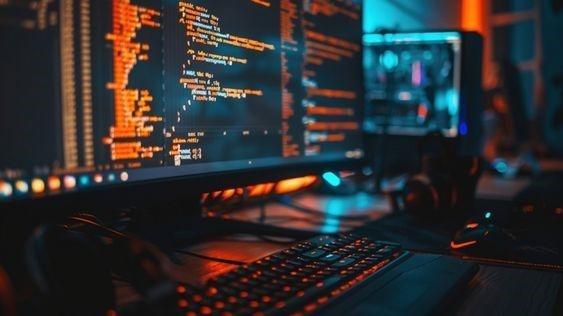 Mobile app project planning workspace with devices and development tools